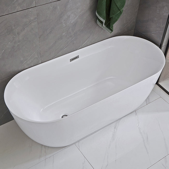 Antique Finish Stand Alone Bathtub Modern Oval Soaking Bath Tub