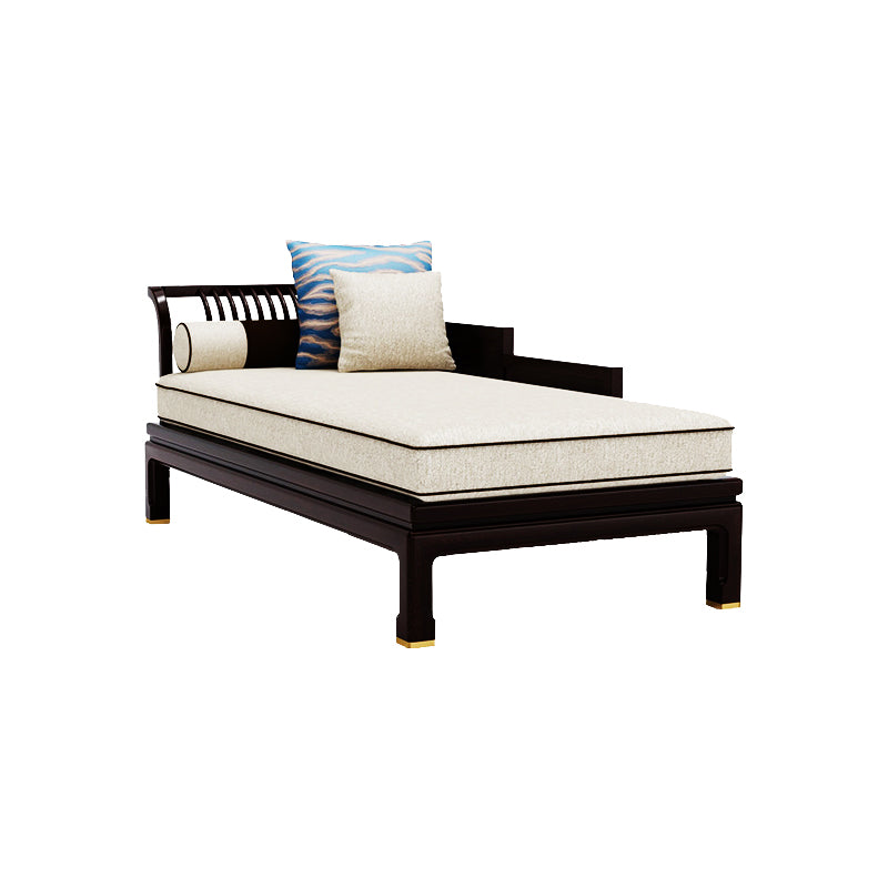 Farmhouse Wood Cushioned Chaise Lounge Ash and Walnut Left-Arm Floor Chair with Pillow