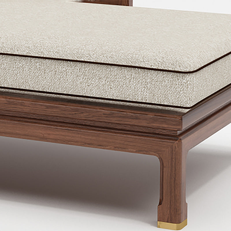Farmhouse Wood Cushioned Chaise Lounge Ash and Walnut Left-Arm Floor Chair with Pillow