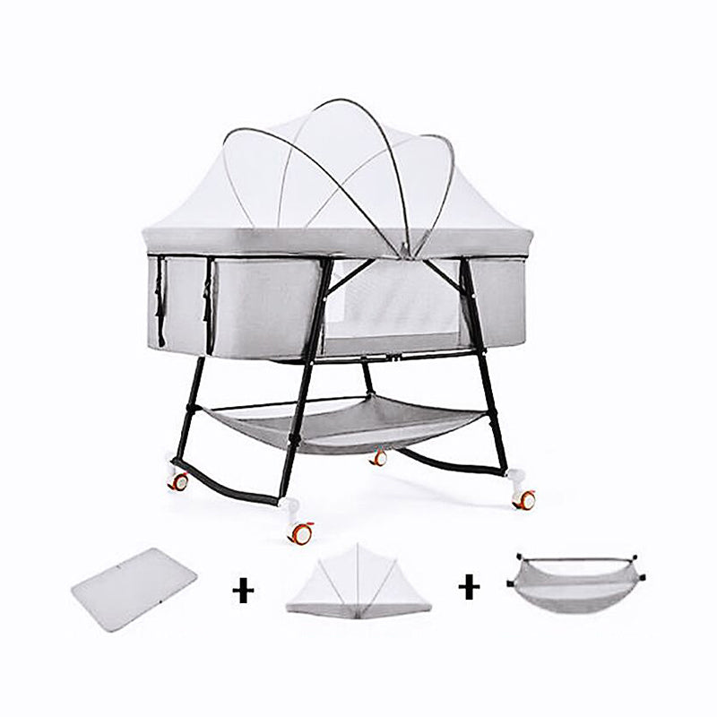 Gliding Crib Cradle Square Metal Cradle with Canopy for Newborn