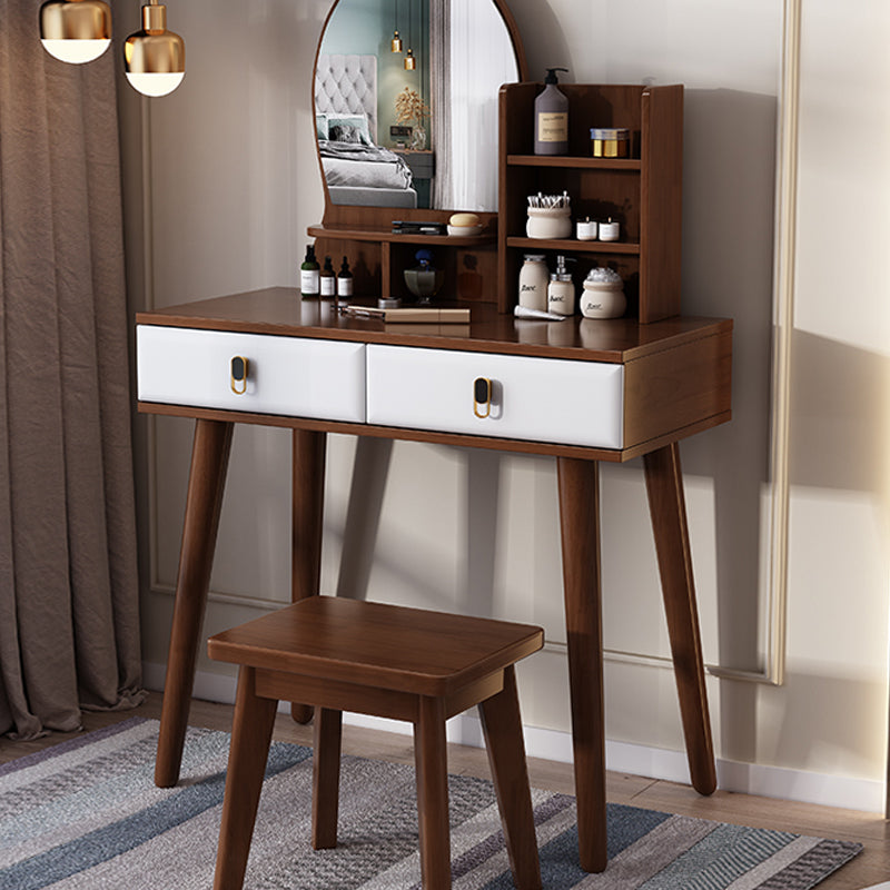 Modernist Solid Wood Make-up Vanity Home Vanity Desk with Mirror for Bedroom