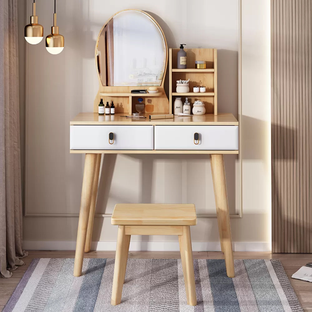 Modernist Solid Wood Make-up Vanity Home Vanity Desk with Mirror for Bedroom