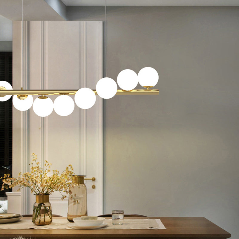 Ball Shape Glass Island Chandelier Modern Style Multi Lights Island Ceiling Light in Gold