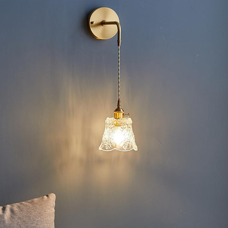 Glass Geometric Shape Wall Lighting Industrial Style 1 Light Wall Light Sconce in Gold