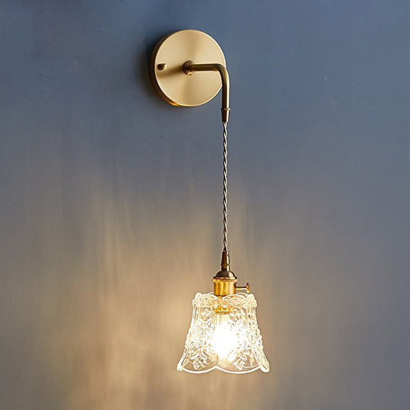 Glass Geometric Shape Wall Lighting Industrial Style 1 Light Wall Light Sconce in Gold