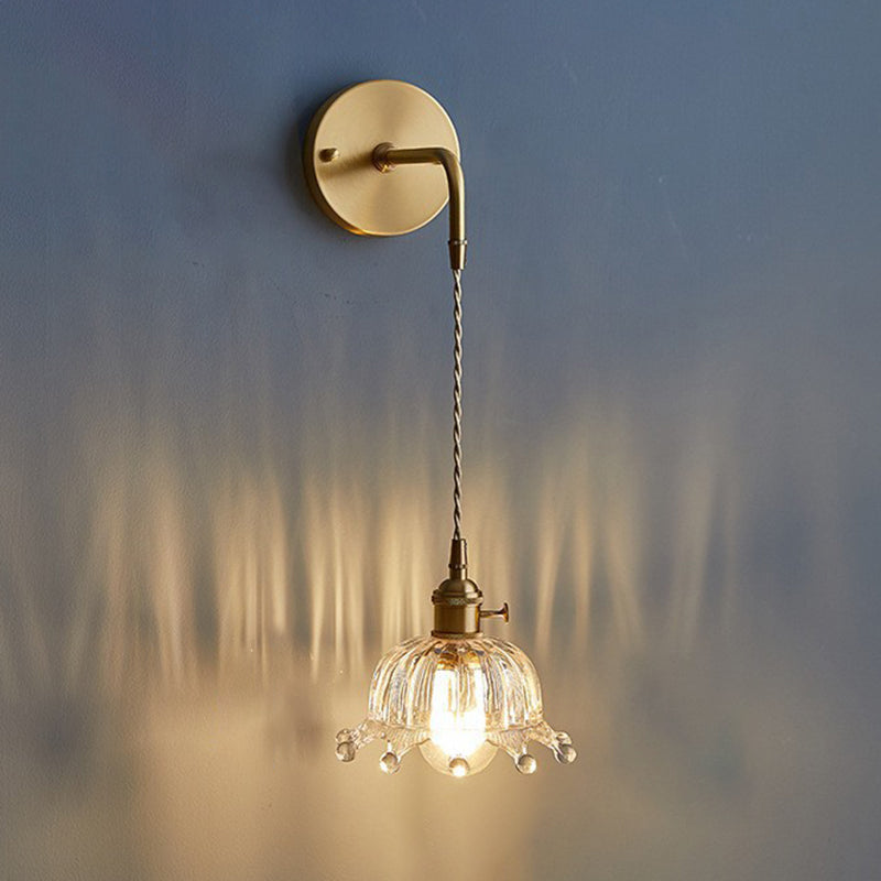 Glass Geometric Shape Wall Lighting Industrial Style 1 Light Wall Light Sconce in Gold