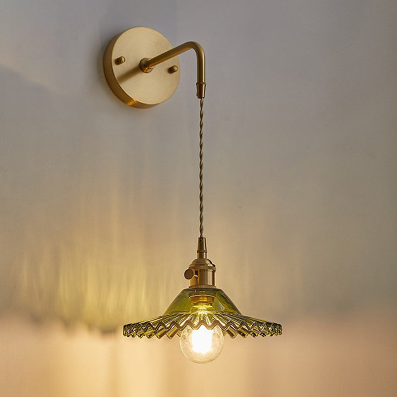 Glass Geometric Shape Wall Lighting Industrial Style 1 Light Wall Light Sconce in Gold