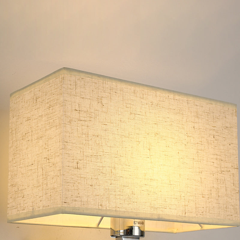 Metal Wall Sconce Modern Rectangle Shape Wall Light with Fabric Shade for Study