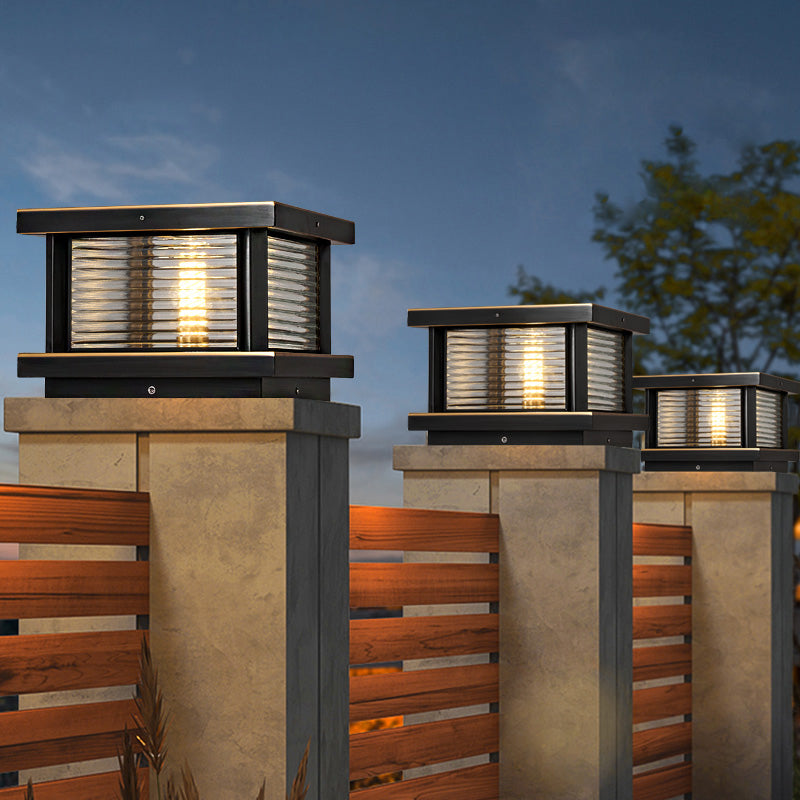 Modern Simple Outdoor Light Square Shape Copper Pillar Lamp for Outdoor