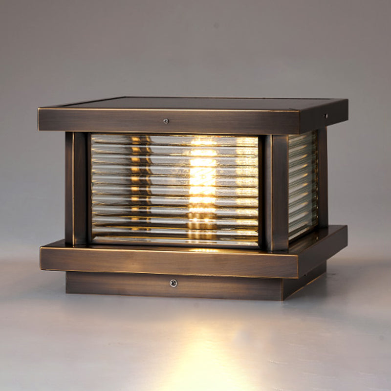 Modern Simple Outdoor Light Square Shape Copper Pillar Lamp for Outdoor
