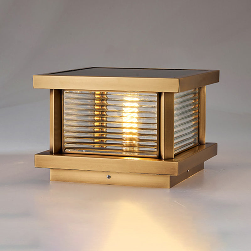 Modern Simple Outdoor Light Square Shape Copper Pillar Lamp for Outdoor