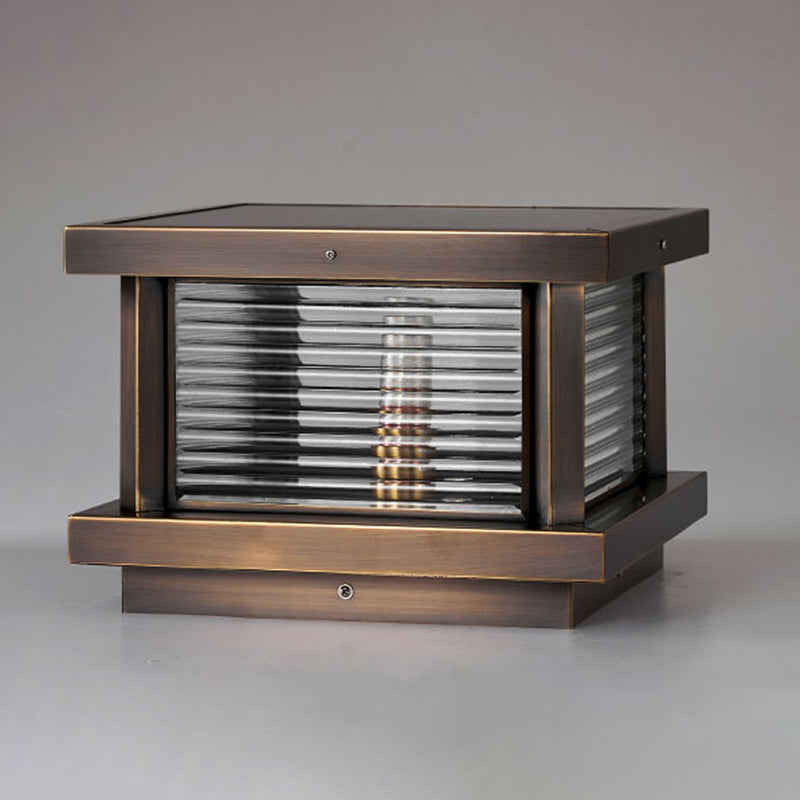 Modern Simple Outdoor Light Square Shape Copper Pillar Lamp for Outdoor