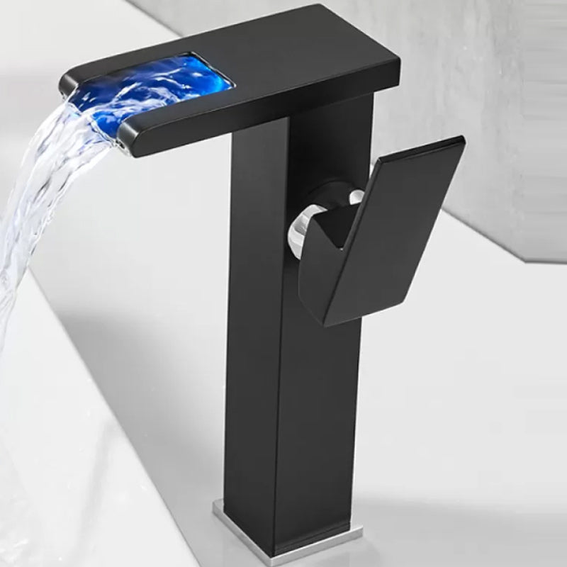 Waterfall Spout Vessel Sink Faucet Lever Handle Square Vessel Faucet