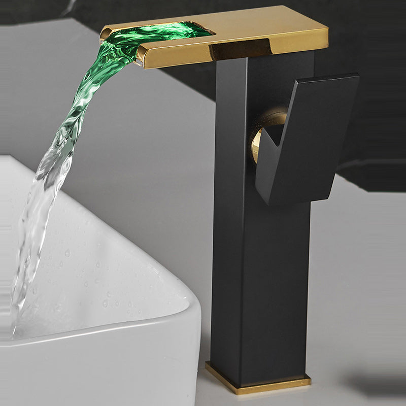Waterfall Spout Vessel Sink Faucet Lever Handle Square Vessel Faucet