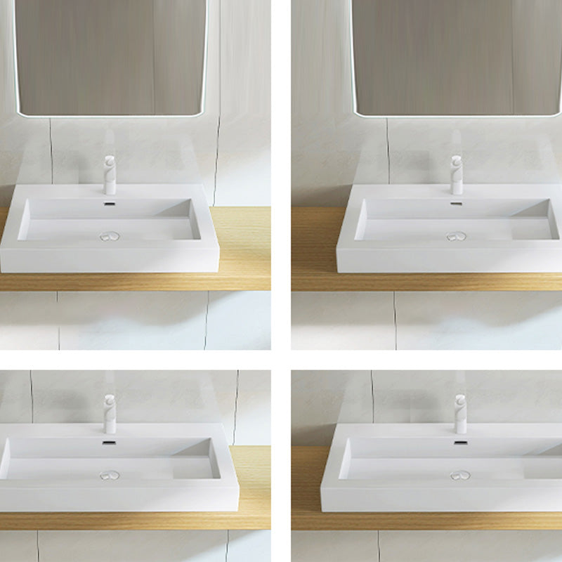 Modern Bathroom Sink Man Made Rock Rectangular Vessel Bathroom Sink with Pop-Up Drain