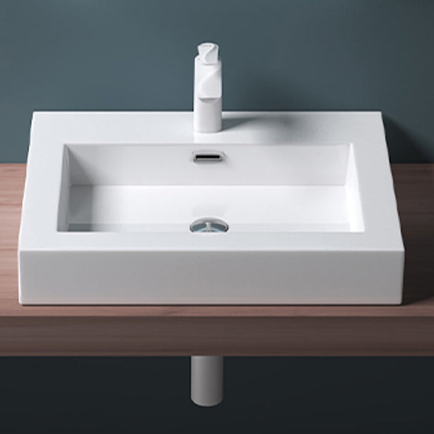 Modern Bathroom Sink Man Made Rock Rectangular Vessel Bathroom Sink with Pop-Up Drain