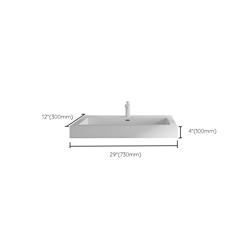 Modern Bathroom Sink Man Made Rock Rectangular Vessel Bathroom Sink with Pop-Up Drain