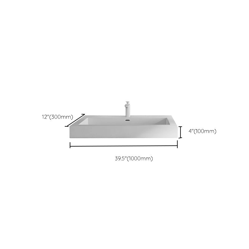 Modern Bathroom Sink Man Made Rock Rectangular Vessel Bathroom Sink with Pop-Up Drain