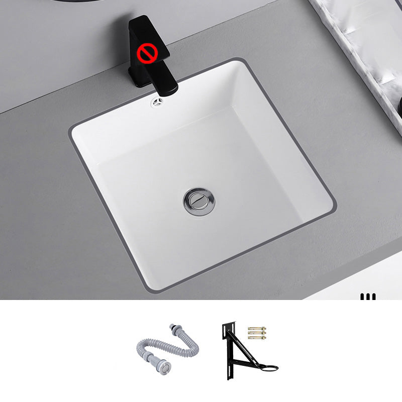 Undermount Bathroom Sink Square Overflow Drain Assemble Sink with Faucet