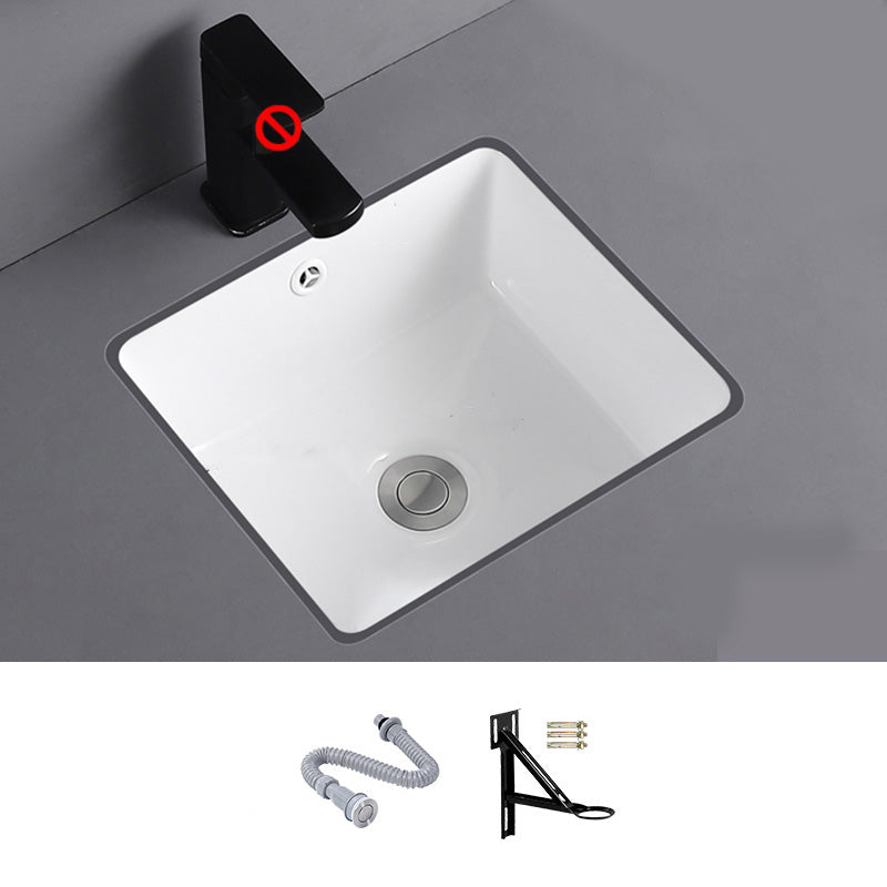 Undermount Bathroom Sink Square Overflow Drain Assemble Sink with Faucet
