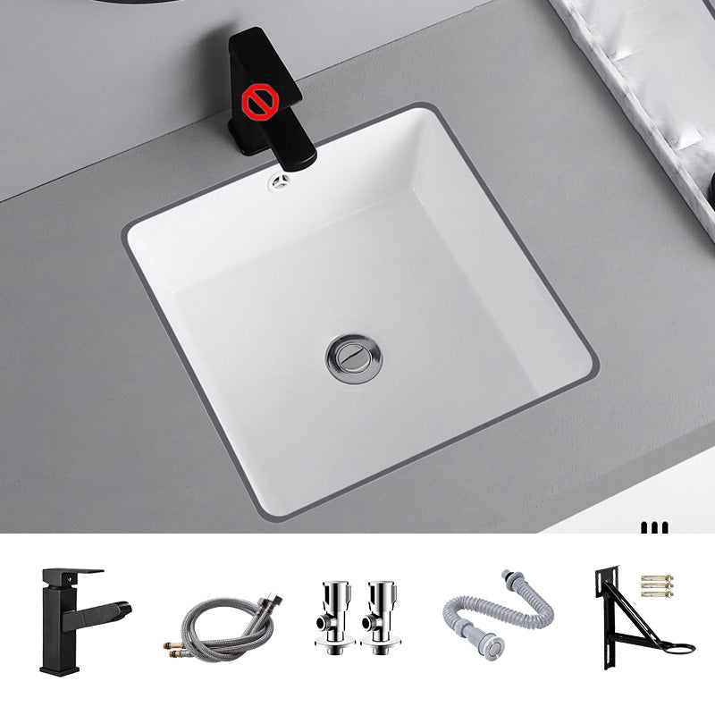 Undermount Bathroom Sink Square Overflow Drain Assemble Sink with Faucet