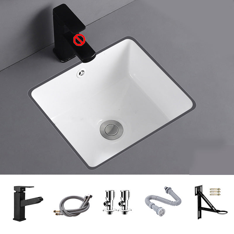 Undermount Bathroom Sink Square Overflow Drain Assemble Sink with Faucet