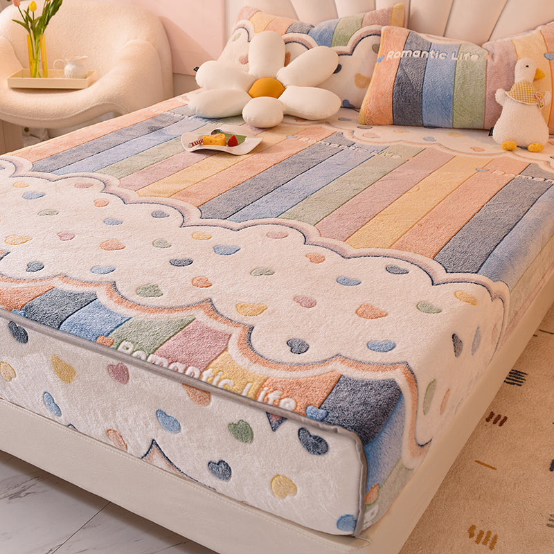 Micro Flannel Sheet Cartoon Print Breathable Ultra-Soft Non-Pilling Sheet