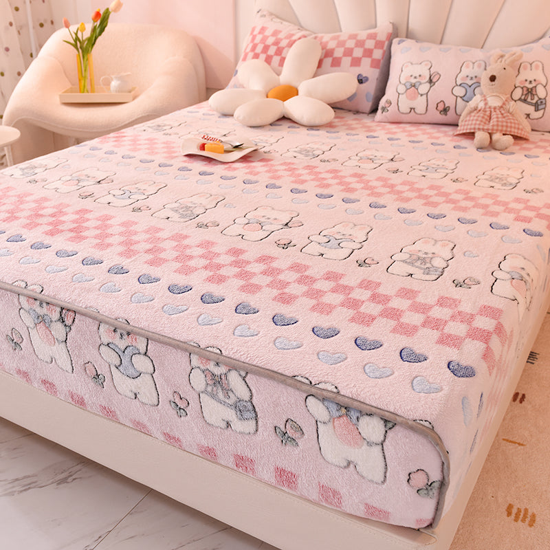 Micro Flannel Sheet Cartoon Print Breathable Ultra-Soft Non-Pilling Sheet