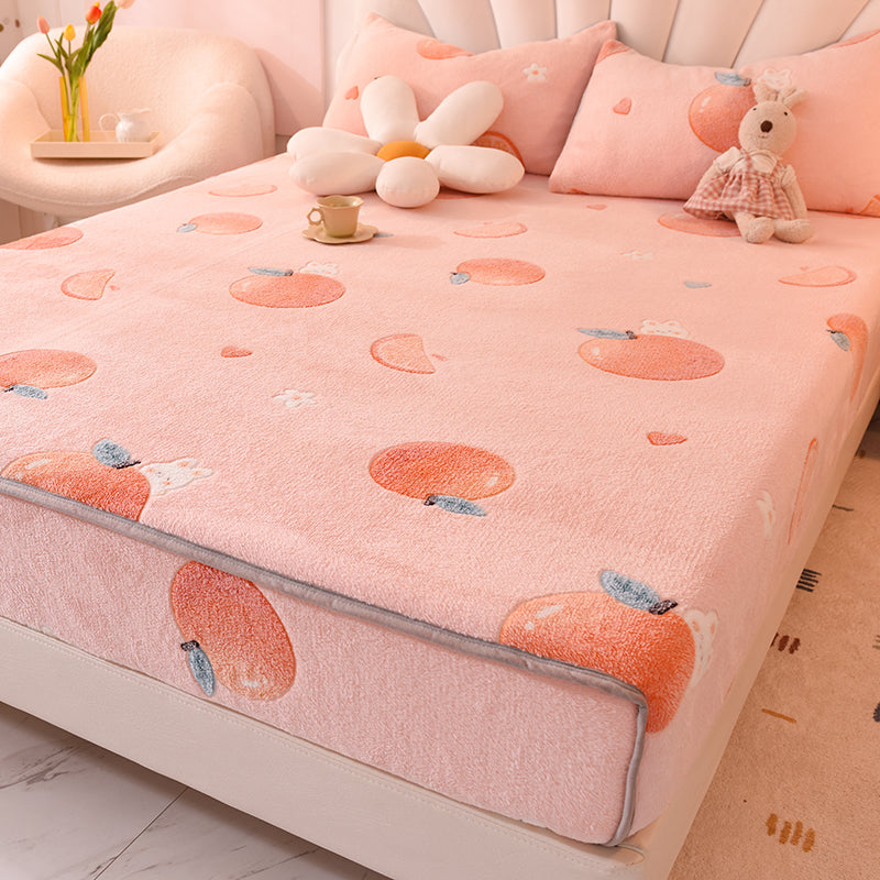 Micro Flannel Sheet Cartoon Print Breathable Ultra-Soft Non-Pilling Sheet