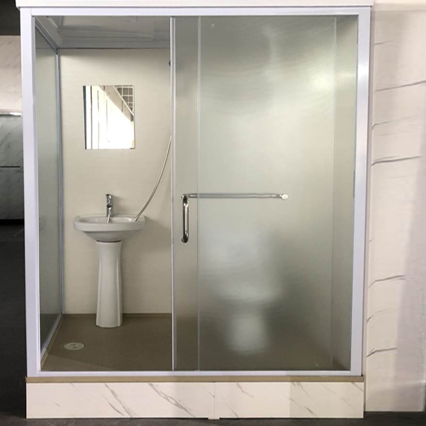 Single Sliding Tempered Glass Shower Stall Rectangle Frosted Shower Kit