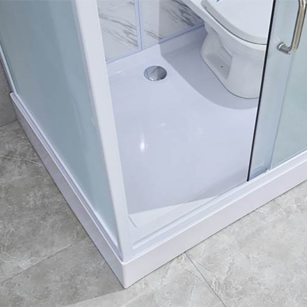 Single Sliding Tempered Glass Shower Stall Rectangle Frosted Shower Kit