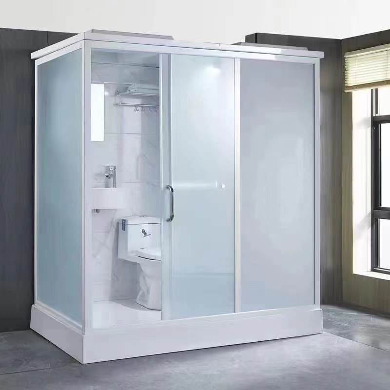 Single Sliding Tempered Glass Shower Stall Rectangle Frosted Shower Kit