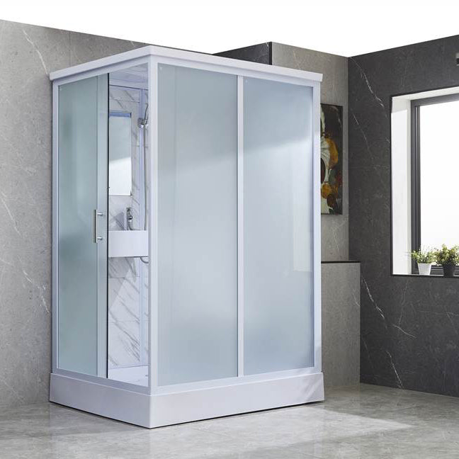 Single Sliding Tempered Glass Shower Stall Rectangle Frosted Shower Kit