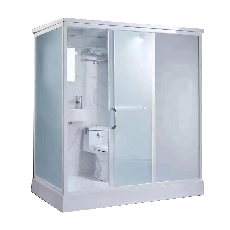 Single Sliding Tempered Glass Shower Stall Rectangle Frosted Shower Kit