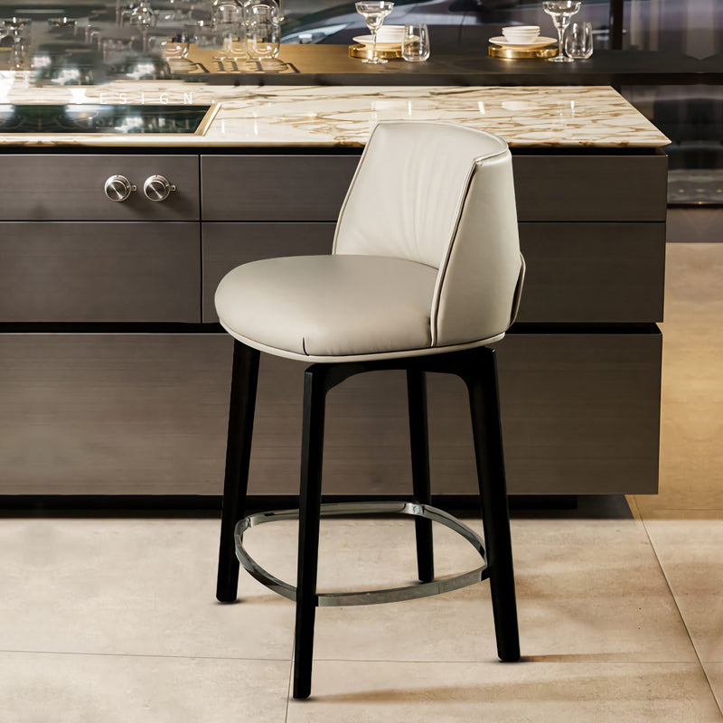 Industrial Style Counter Chair Wood Footrest Counter Stool for Restaurant