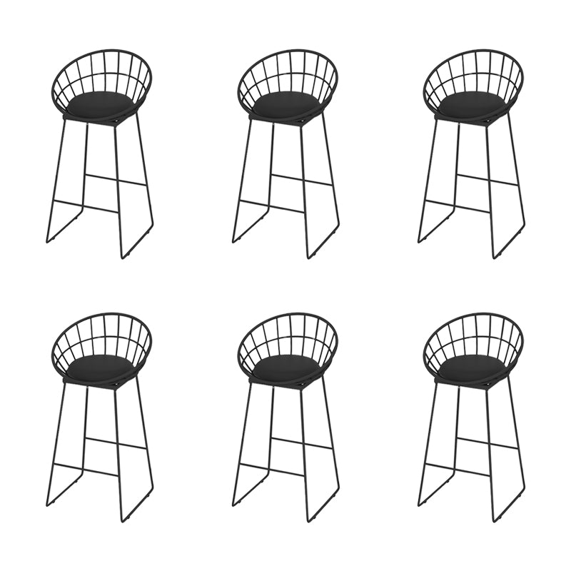 Glam Low Back Bar Stools Metal Dining Stools with Metal Base