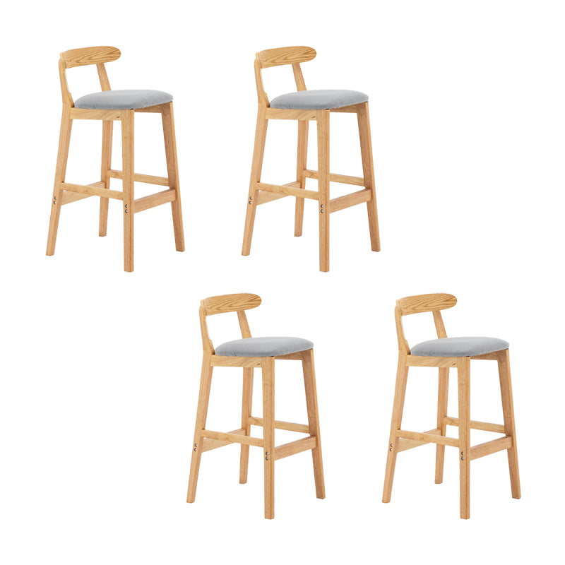 Upholstered Indoor Bar Stool Nordic Solid Wood Bar Stools with Natural Base