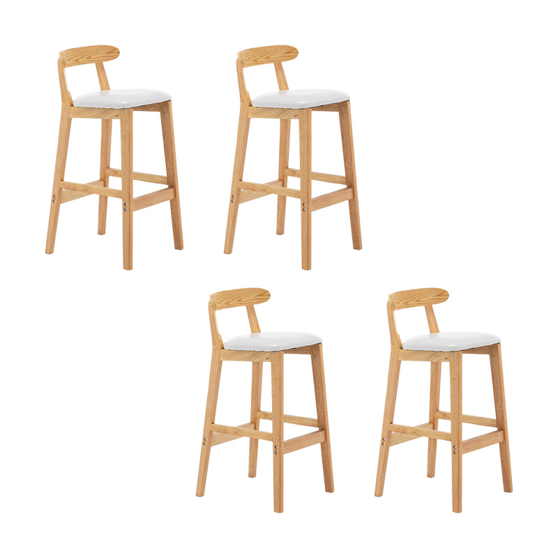 Upholstered Indoor Bar Stool Nordic Solid Wood Bar Stools with Natural Base