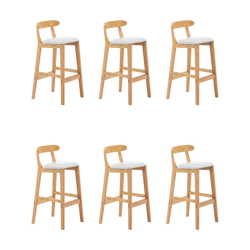 Upholstered Indoor Bar Stool Nordic Solid Wood Bar Stools with Natural Base