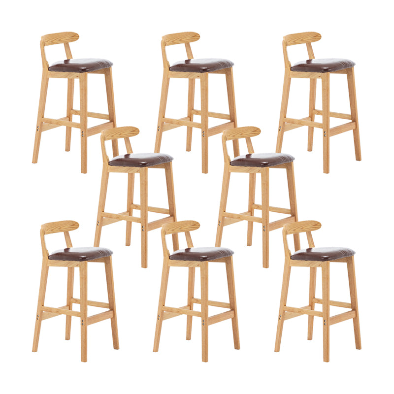 Upholstered Indoor Bar Stool Nordic Solid Wood Bar Stools with Natural Base