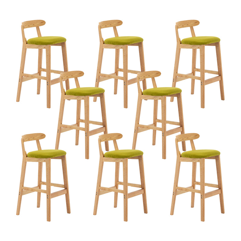 Upholstered Indoor Bar Stool Nordic Solid Wood Bar Stools with Natural Base