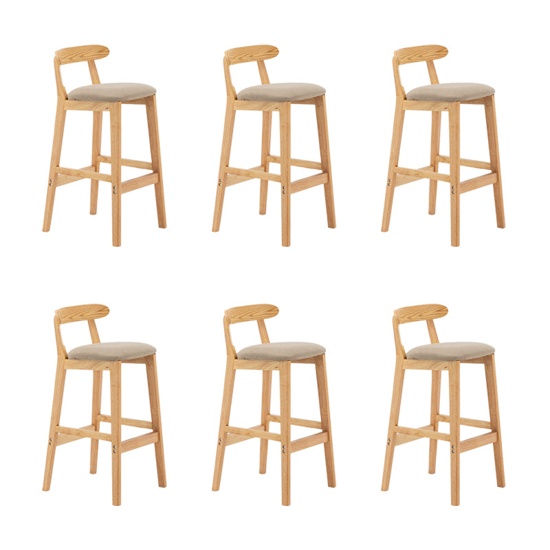 Upholstered Indoor Bar Stool Nordic Solid Wood Bar Stools with Natural Base