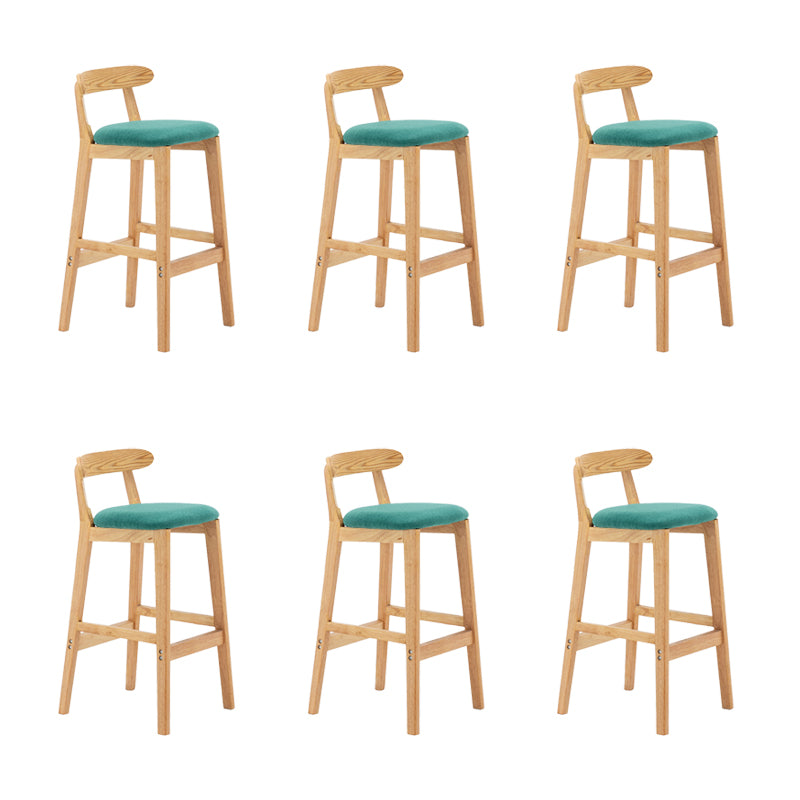 Upholstered Indoor Bar Stool Nordic Solid Wood Bar Stools with Natural Base