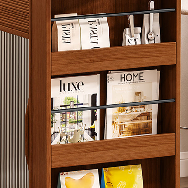 Modern Stone Bar Table Pine Wood Base with Lockers for Living Room