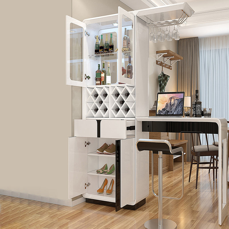 Modern Rectangle Bar Table Artificial Wood Base with Wine Cabinet for Living Room