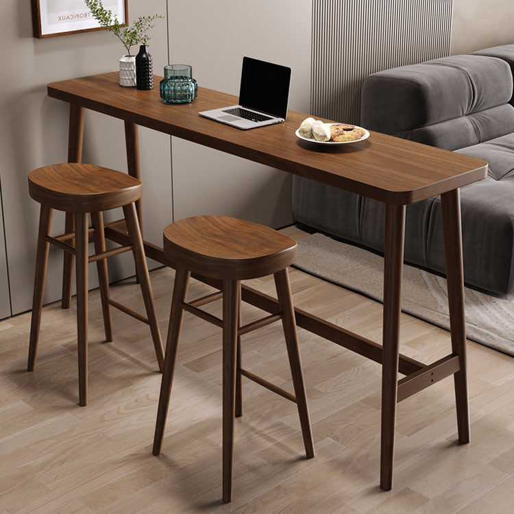 Rectangle Indoor Bar Dining Table Solid Wood Bar Stool Table