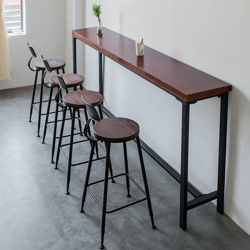 Solid Wood Top Bar Table Set 1/3/5 Pcs Iron Frame Bar Table and Stools