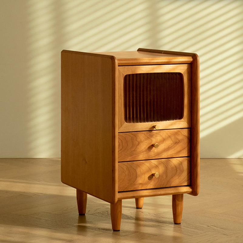 Modern Night Table Drawer Storage Pine Nightstand for Bedroom