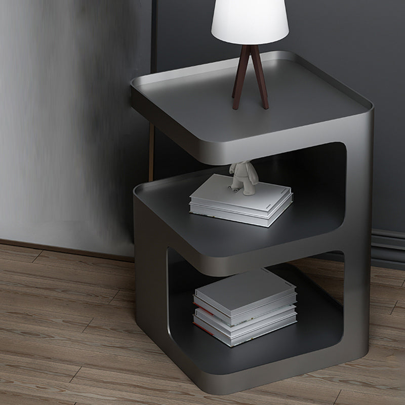 Modern Metal Bed Nightstand Open Storage Night Table for Bedroom