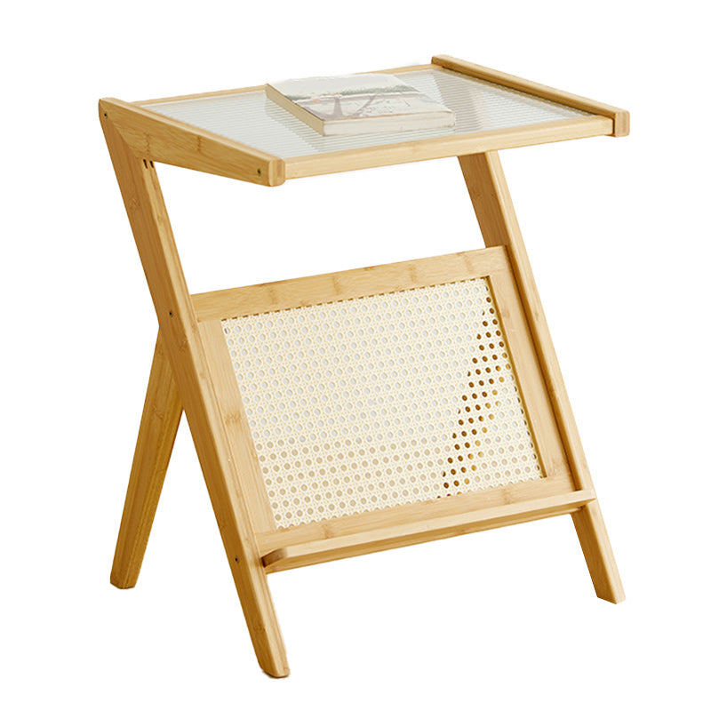 14" Wide Contemporary Corner Table Clear Rectangular Side Table